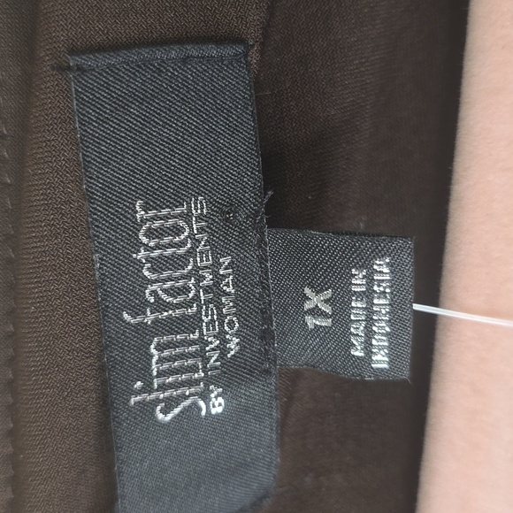 Slim Factor/Investments Brown & Cream Sheer Cardigan W/Brown Cami, Size 1X, NWT - Picture 3 of 4